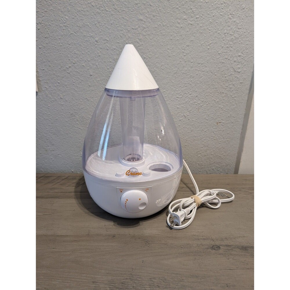 Crane EE-5301CW Drop Ultrasonic Cool Mist Humidifier 1 Gal White TESTED
